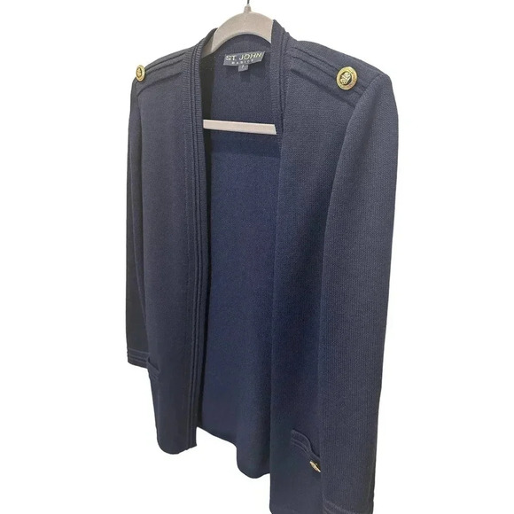 St. John Dresses & Skirts - St. John‎ Basics Navy Blue Knit Two Piece Skirt Jacket Set Size P /4